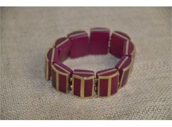 (#198) Chico Elastic Bracelet Cranberry Gold Trim