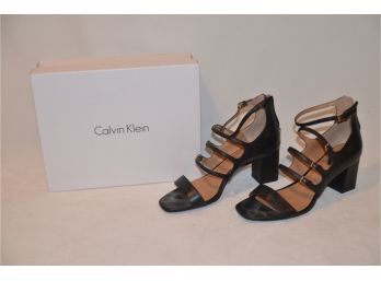 (#154) Calvin Klein Black Low Heal Dress Shoe Size 8 In Box - Like New