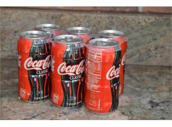 (#88) Vintage Coke Cola Classic 6 Pack Cans Original Case 12 Fl. Oz. 1/2 Empty