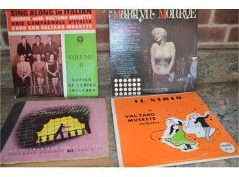 (#92) Lot Of 3 Record Albums: Val-Taro Musette, Marilyn Monroe, Strauss Waltzes Box Set, Sing Along Italian
