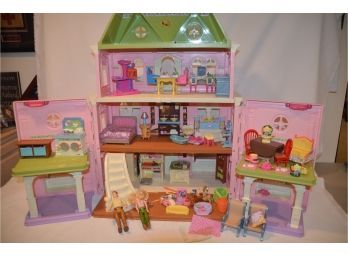 (#125) Playhouse Foldable Dollhouse With Furniture And Accessories