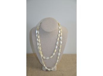 (#52) Pearlized Glass Stone Necklace Hangs 24'