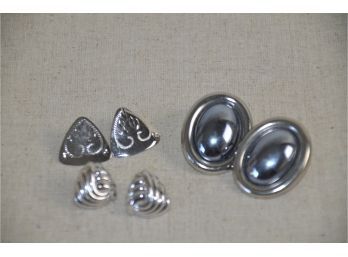 (#66) Lot Of 3 Pierced Earrings Silver Tone