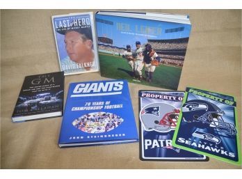 (#11) Lot Of 4 Hardcover Books On Baseball / Football 2 Post Baseball And Foot Signs