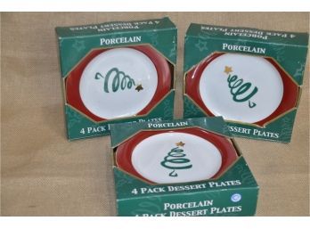 (#20) Christmas Desert / Salad Plates Serve Of 12 (boxed 3 Sets)