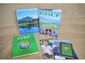(#12) Hardcover Coffee Table Books On Golf And 2 Sports Illustrated Golf Magazines