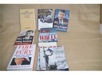 (#10)Lot Of 6 Hardcover Books Billy O'Reilly, Tom Brokaw, Michael Wolff, In The Line Of Duty, 1 Paperback Book