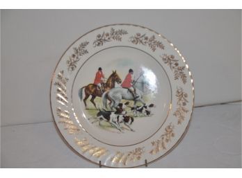 (#11) Vintage Barrotts Of Staffordshire England Hunt Scene Porcelain Decorative Plate 10'