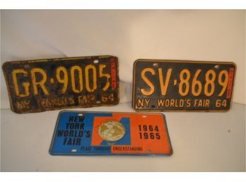 (#70) Worlds Fair NY 1964-65 License Plates 3 Of Them