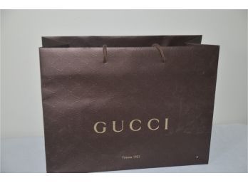 Gucci Gift/shopping Bag Paper Medium Brown Gold 15x11.5x6