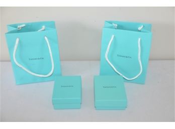Tiffany & Co. Empty Gift Presentation Jewelry Box (2) And Gift Bags (2)