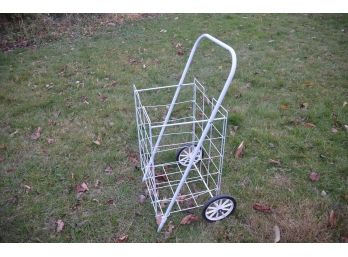 (#100) Fold Metal Rolling Laundry Basket Shopping Cart