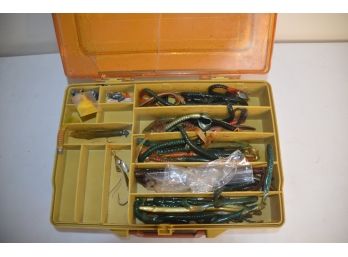 (#54) Fishing Tackle Box (yellow) Worms Double Side Case