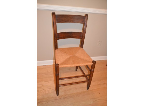 (#13) Rattan Rush Seated Wood Side Chair