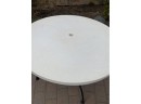 Vintage 48' Round Fiberglass Top With Metal Base Outdoor Table