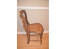 (#11) Vintage Cane Seat Wood Accent Side Chair