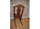 (#81) Vintage Antique Rocking Chair Armless Needlepoint Seat With Nailhead Trim