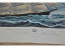 (#270) Vintage Unframed Set Of 2 Currier & Ives Nautical Theme 'Steamboat' And 'Clipper Ship' Prints 14x9.5