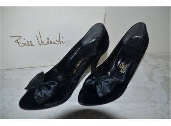 Vintage 80's Bill Valenti Black Velvet Silk Heel High Heel Shoe Size 6