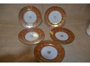 (#48) Japan 7.5' Gold And Orange Plates (5)