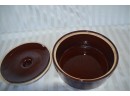 (#144) USA Brown Pottery Covered Cookware Pot 9.5' Diameter