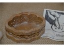 (#249) Scollop Shape Trinket Heart Of Soapstone Inlay With Certificate 3' Oval By 2'Height