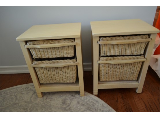 (2) Wicker/Wood Side Cabinets 18'W X 14'D X 24.5'H