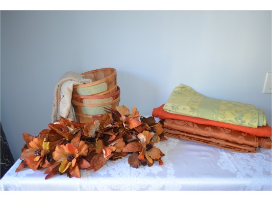 Fall Table Linen (4), Baskets, 12 Faux Flowers (see Details)#6