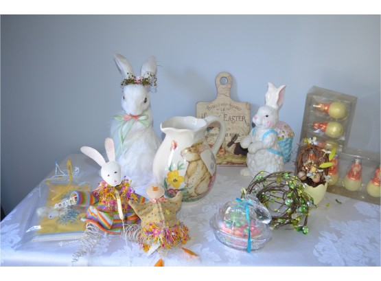 Easter Decor - Ceramic Pitcher And Bunny,  Fur Bunny, Chic Ornaments,  More #13