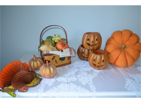 Halloween Decor, Pumpkin Votive, Fabric Pumpkin, (#29)