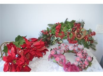 Christmas Pointsette, Wood Trim Wreath, Swag  (#40/30)