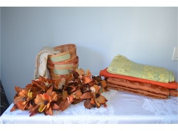 Fall Table Linen (4), Baskets, 12 Faux Flowers (see Details)#6
