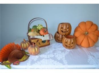 Halloween Decor, Pumpkin Votive, Fabric Pumpkin, (#29)