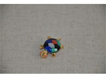 (#116) Quality 1' Turtle Pin Gold Filled Inlay Gem Stones