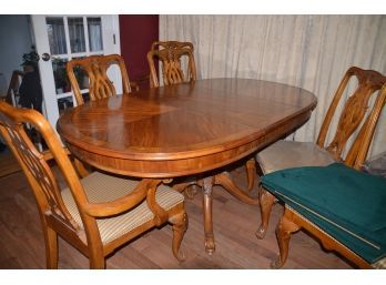 Drexel Heritage Maple Oval Dining Table Extra Leaf With Table Pads 6 Chairs