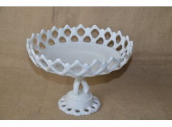 (#156 ) Vintage MCM Westmoreland COMPOTE BOWL Footed Pedestal Open Lace 10'