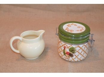 (#34) London Pottery Creamer Pitcher ~ Dolce Vita Rooster Ceramic Canister W