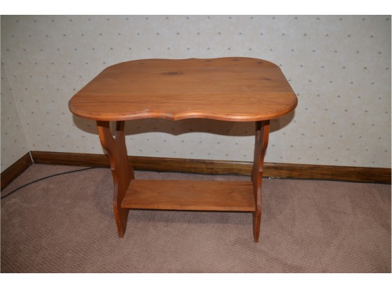 (#5) Raw Wood Side Accent Drop Leaf Table
