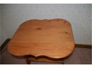 (#5) Raw Wood Side Accent Drop Leaf Table