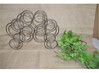 (#6) Metal Wine Bottle Holder With Artificial Ivy
