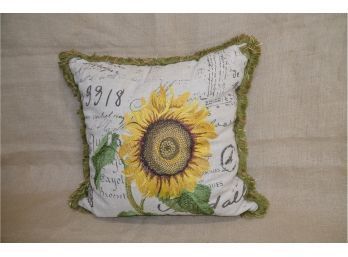 (#55) Pier 1 Sunflower Decorative Fringed Pillow With Zipper 16'