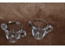 (#10) Glass Beaded Hobnail Handles Sugar And Creamer Set