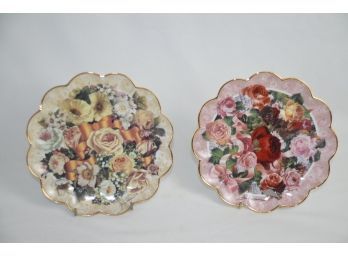 (#88) Franklin Mint Plates Victorian Rose And Bountiful Bouquet