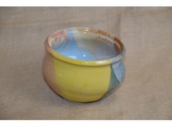 (#124) Pottery Multi Color Handmade Bowl 4' H