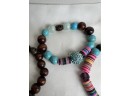 (#172) Fun Colorful Marble Stone And Wood Bead Bracelets (3 Of Them)