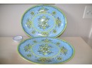 Le Cadeaux Melamine Plastic Ware Outdoor Set Of 2 Serving Trays 16x12 With Dip Bowl