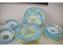 Le Cadeaux Melamine Plastic Ware Outdoor Dish 18 Pieces Set ~ 6 Dinner 11'~ 6 Cake 9' ~ 6 Bowls 6'