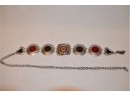 (#159) Chico Black / Red / Silver  Gold Adjustable Chain Belt  42' Length