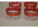 (#9) Vintage Kings Crown Ruby Red Flash Thumbprint Dessert Bowls Set Of 8