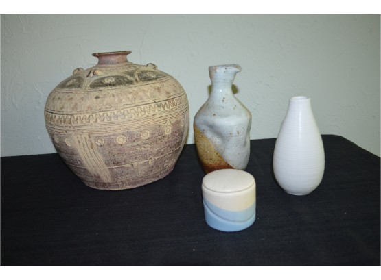 Pottery Vases And Covered Canister